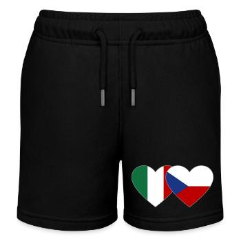 Italien Tschechien Flagge Herz - Kinder Organic Joggingshorts Mini Bolter von Stanley/Stella - Schwarz - Vorne