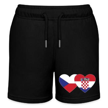 Tschechien Kroatien Flagge Herz - Kinder Organic Joggingshorts Mini Bolter von Stanley/Stella - Schwarz - Vorne