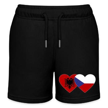 Albanien Tschechien Flagge Herz - Kinder Organic Joggingshorts Mini Bolter von Stanley/Stella - Schwarz - Vorne