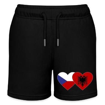 Czech Republic Albania Flag Heart - Kids Organic Sweat Shorts by Stanley/Stella - black - Front