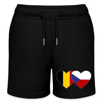 Belgien Tschechien Flagge Herz - Kinder Organic Joggingshorts Mini Bolter von Stanley/Stella - Schwarz - Vorne