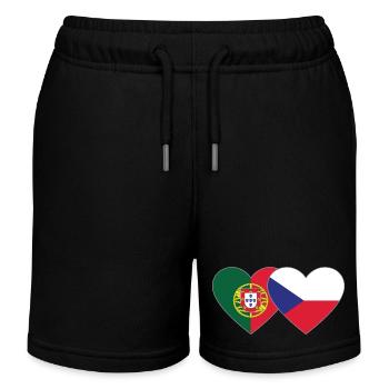 Portugal Tschechien Flagge Herz - Kinder Organic Joggingshorts Mini Bolter von Stanley/Stella - Schwarz - Vorne