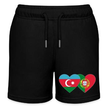 Azerbaïdjan Portugal Drapeau Coeur - Short de jogging enfant bio Stanley/Stella - noir - Devant