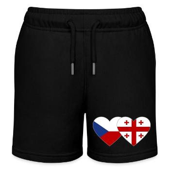 Tschechien Georgien Flagge Herz - Kinder Organic Joggingshorts Mini Bolter von Stanley/Stella - Schwarz - Vorne