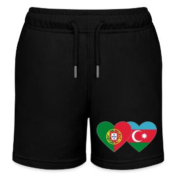 Portugal Azerbaijan Flag Heart - Kids Organic Sweat Shorts by Stanley/Stella - black - Front