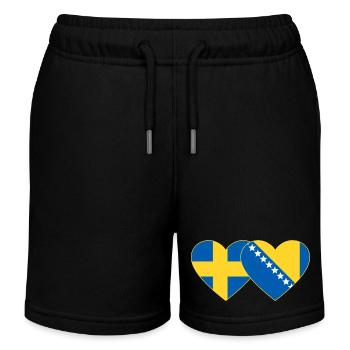 Suède Bosnie Flag Heart - Short de jogging enfant bio Stanley/Stella - noir - Devant