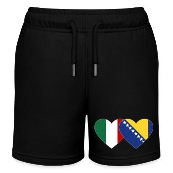Italie Bosnie Flag Heart - Short de jogging enfant bio Stanley/Stella - noir - Devant