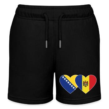Bosnien Moldau Flagge Herz - Kinder Organic Joggingshorts Mini Bolter von Stanley/Stella - Schwarz - Vorne