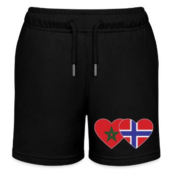 Marokko Norwegen Flagge Herz - Kinder Organic Joggingshorts Mini Bolter von Stanley/Stella - Schwarz - Vorne