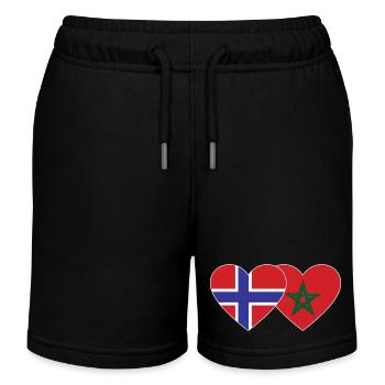 Norwegen Marokko Flagge Herz - Kinder Organic Joggingshorts Mini Bolter von Stanley/Stella - Schwarz - Vorne