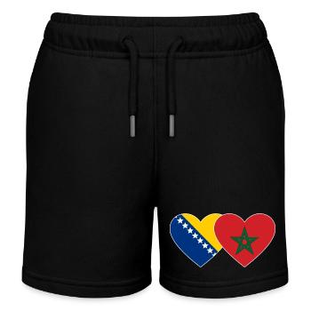Bosnien Marokko Flagge Herz - Kinder Organic Joggingshorts Mini Bolter von Stanley/Stella - Schwarz - Vorne