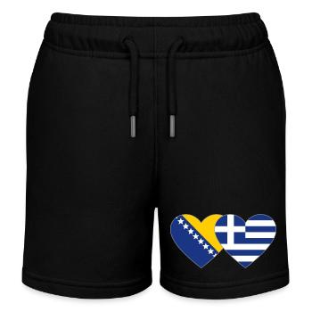Bosnien Griechenland Flagge Herz - Kinder Organic Joggingshorts Mini Bolter von Stanley/Stella - Schwarz - Vorne
