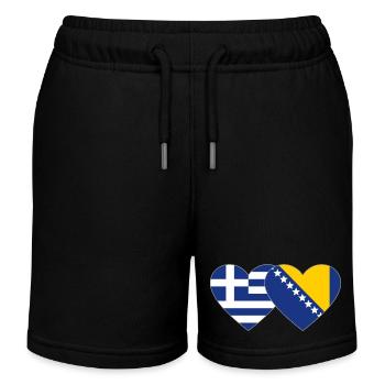 Grèce Bosnie Flag Heart - Short de jogging enfant bio Stanley/Stella - noir - Devant