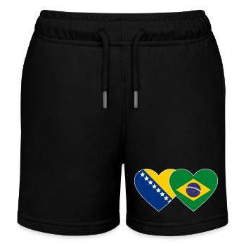 Bosnia Brazil Flag Heart - Kids Organic Sweat Shorts by Stanley/Stella - black - Front