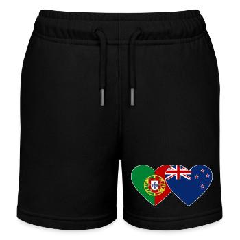 Portugal Neuseeland Flagge Herz - Kinder Organic Joggingshorts Mini Bolter von Stanley/Stella - Schwarz - Vorne