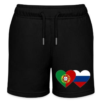 Portugal Russie Flag Coeur - Short de jogging enfant bio Stanley/Stella - noir - Devant