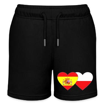Spanien Polen Flagge Herz - Kinder Organic Joggingshorts Mini Bolter von Stanley/Stella - Schwarz - Vorne