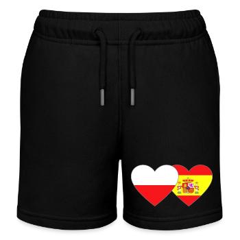 Poland Spain Flag Heart - Kids Organic Sweat Shorts by Stanley/Stella - black - Front
