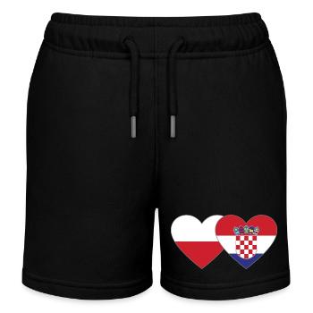 Poland Croatia Flag Heart - Kids Organic Sweat Shorts by Stanley/Stella - black - Front