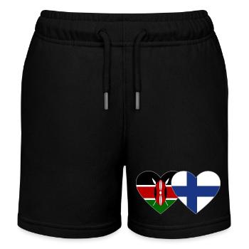 Kenia Finnland Flagge Herz - Kinder Organic Joggingshorts Mini Bolter von Stanley/Stella - Schwarz - Vorne