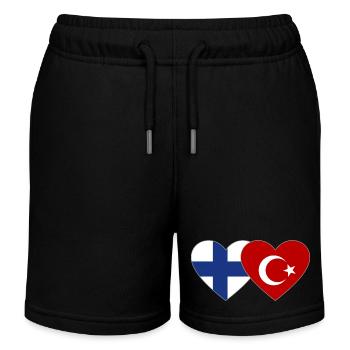 Coeur de drapeau Finlande Turquie - Short de jogging enfant bio Stanley/Stella - noir - Devant