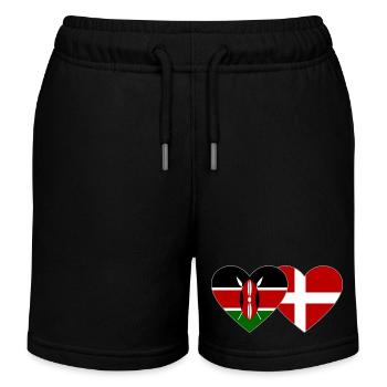 Kenia Dänemark Flagge Herz - Kinder Organic Joggingshorts Mini Bolter von Stanley/Stella - Schwarz - Vorne