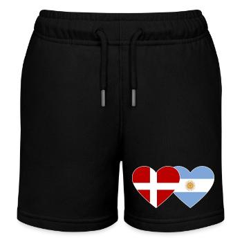Denmark Argentina Flag Heart - Kids Organic Sweat Shorts by Stanley/Stella - black - Front