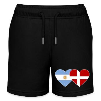 Argentina Denmark Flag Heart - Kids Organic Sweat Shorts by Stanley/Stella - black - Front