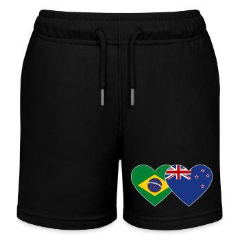 Brasilien Neuseeland Flagge Herz - Kinder Organic Joggingshorts Mini Bolter von Stanley/Stella - Schwarz - Vorne