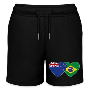 Neuseeland Brasilien Flagge Herz - Kinder Organic Joggingshorts Mini Bolter von Stanley/Stella - Schwarz - Vorne