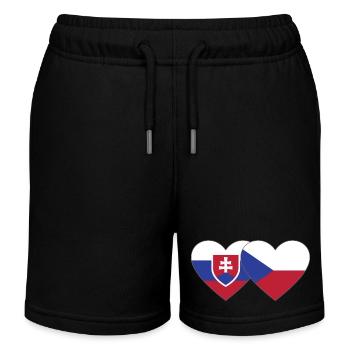 Slowakei Tschechien Flagge Herz - Kinder Organic Joggingshorts Mini Bolter von Stanley/Stella - Schwarz - Vorne