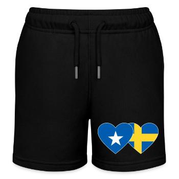 Somalia Schweden Flagge Herz - Kinder Organic Joggingshorts Mini Bolter von Stanley/Stella - Schwarz - Vorne
