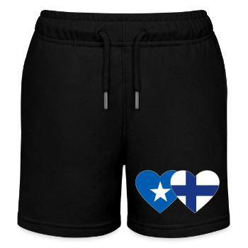 Somalia Finland Flag Heart - Kids Organic Sweat Shorts by Stanley/Stella - black - Front