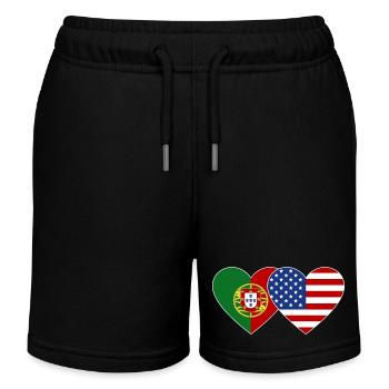 Portugal États-Unis Flag Heart - Short de jogging enfant bio Stanley/Stella - noir - Devant