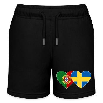 Portugal Suède Flag Coeur - Short de jogging enfant bio Stanley/Stella - noir - Devant
