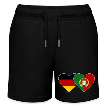 Germany Portugal Flag Heart - Kids Organic Sweat Shorts by Stanley/Stella - black - Front