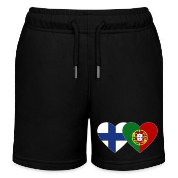 Finland Portugal Flag Heart - Kids Organic Sweat Shorts by Stanley/Stella - black - Front