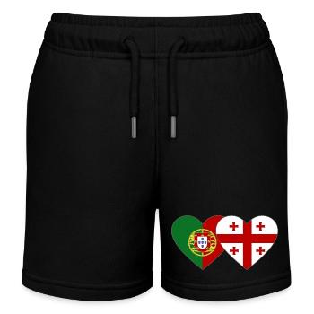 Portugal Georgia Flag Heart - Kids Organic Sweat Shorts by Stanley/Stella - black - Front