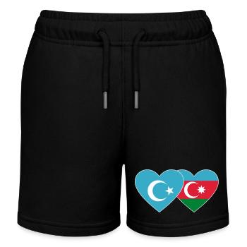 Ouïghours Pavillon azerbaïdjanais Cœur - Short de jogging enfant bio Stanley/Stella - noir - Devant