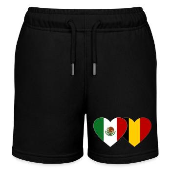 Mexico Belgium Flag Heart - Kids Organic Sweat Shorts by Stanley/Stella - black - Front