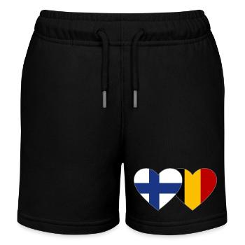 Finlande Belgique Drapeau Coeur - Short de jogging enfant bio Stanley/Stella - noir - Devant
