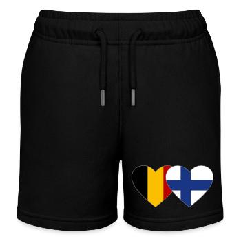 Belgien Finnland Flagge Herz - Kinder Organic Joggingshorts Mini Bolter von Stanley/Stella - Schwarz - Vorne