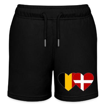 Belgium Denmark Flag Heart - Kids Organic Sweat Shorts by Stanley/Stella - black - Front