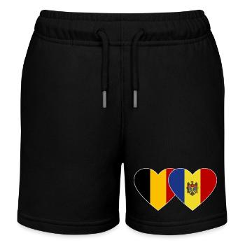 Belgien Moldau Flagge Herz - Kinder Organic Joggingshorts Mini Bolter von Stanley/Stella - Schwarz - Vorne