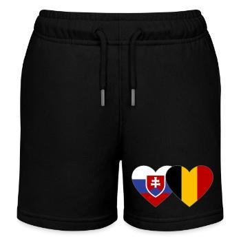 Slowakei Belgien Flagge Herz - Kinder Organic Joggingshorts Mini Bolter von Stanley/Stella - Schwarz - Vorne