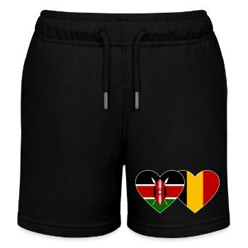 Kenia Belgien Flagge Herz - Kinder Organic Joggingshorts Mini Bolter von Stanley/Stella - Schwarz - Vorne