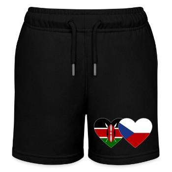 Kenia Tschechien Flagge Herz - Kinder Organic Joggingshorts Mini Bolter von Stanley/Stella - Schwarz - Vorne