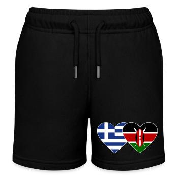 Griechenland Kenia Flagge Herz - Kinder Organic Joggingshorts Mini Bolter von Stanley/Stella - Schwarz - Vorne