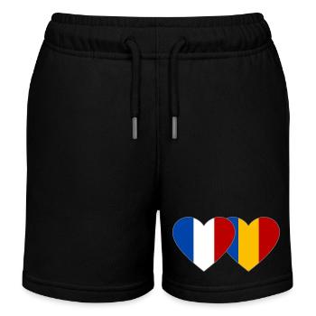 France Romania Flag Heart - Kids Organic Sweat Shorts by Stanley/Stella - black - Front