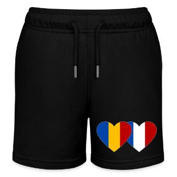 Roumanie France Flag Coeur - Short de jogging enfant bio Stanley/Stella - noir - Devant